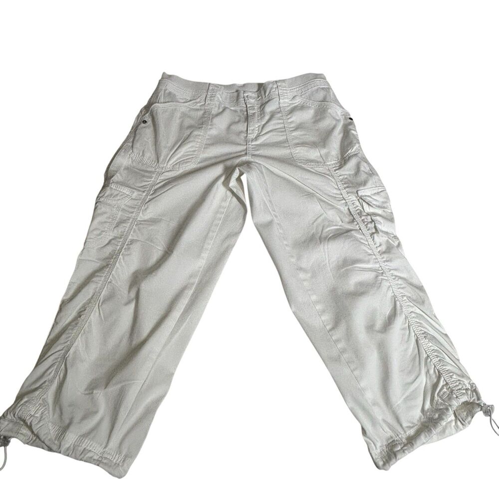 Style & Co White Cargo Crop Pants Size 6 Toggle Hem Beach Coastal Casual Summer
